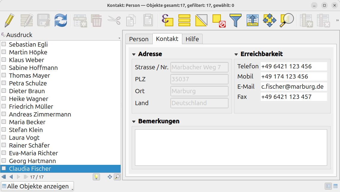 Personen – Tabelle