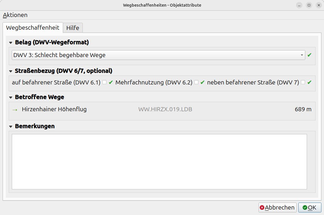 Wegbeschaffenheit – Dialog